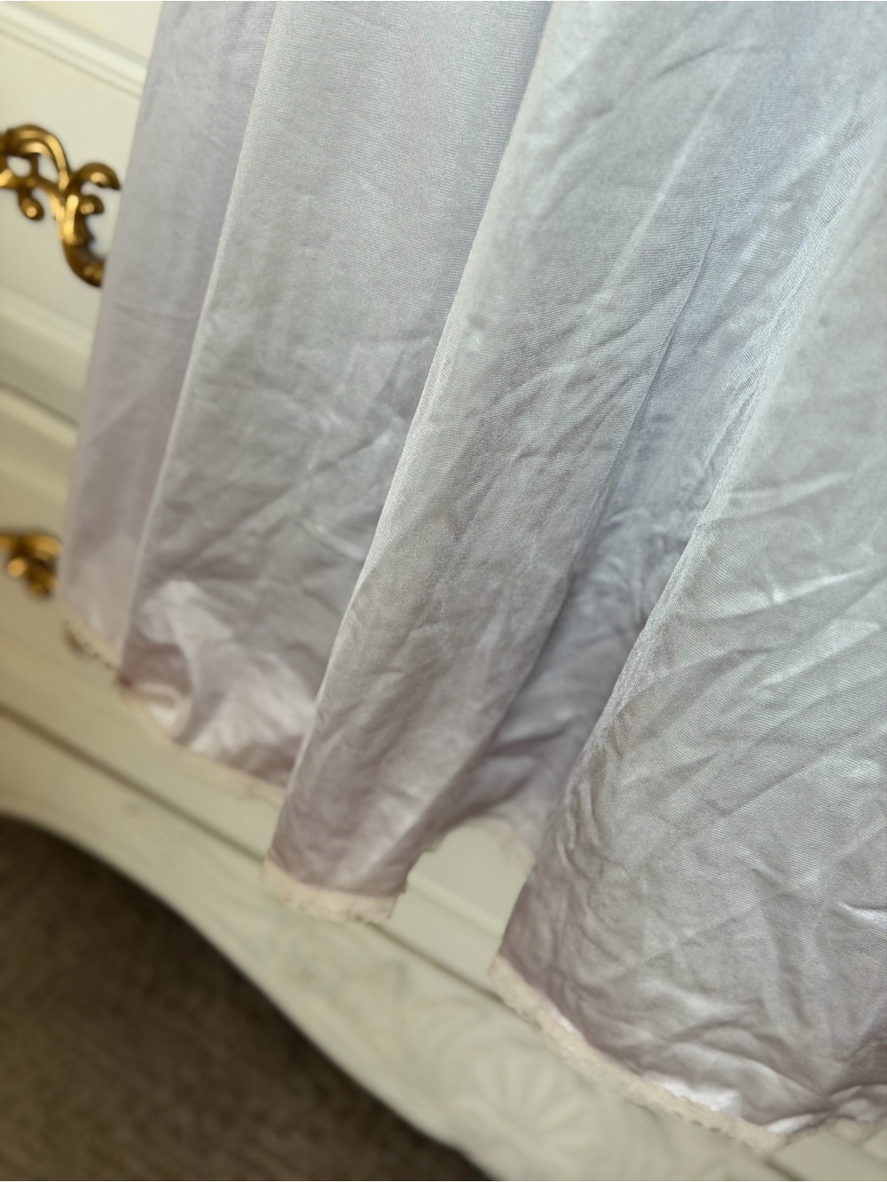 Miss Elaine Lavender Long Vintage Lace-Trim Peignoir Set - Picture 6 of 10